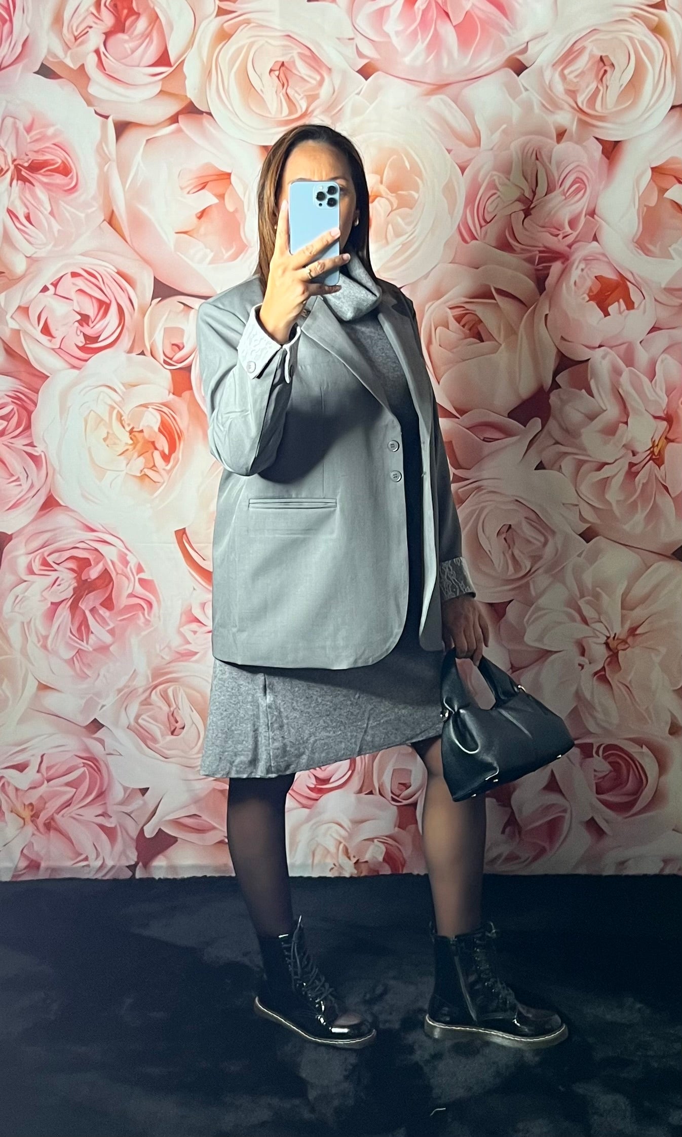 Robe Pull Grise avec poches et ceinture