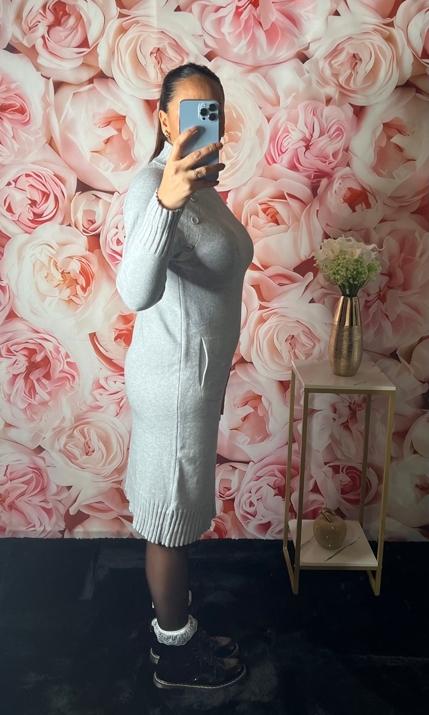 Robe Pull Boutonnée – Douce & Élégante Grise