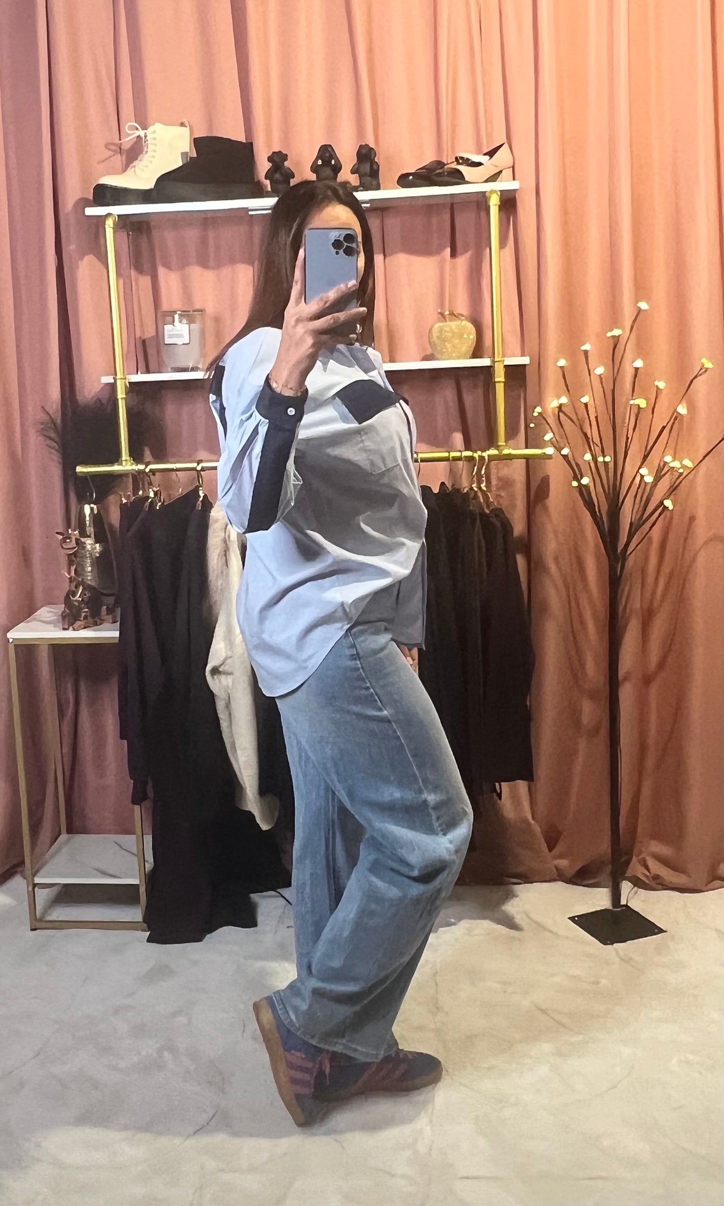 Chemise Bi matière Bleu Ciel