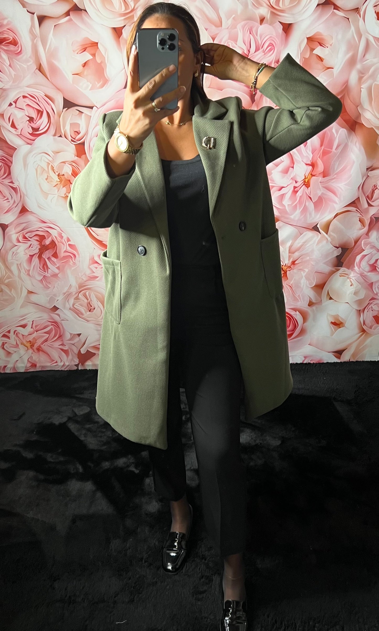 Manteaux Kaki Avec Poches Droite et Broche amovible