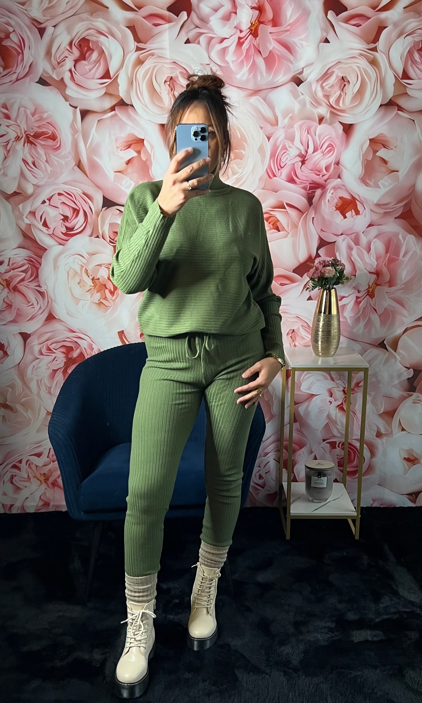 Ensemble Legging Côtelé en Maille (kaki)