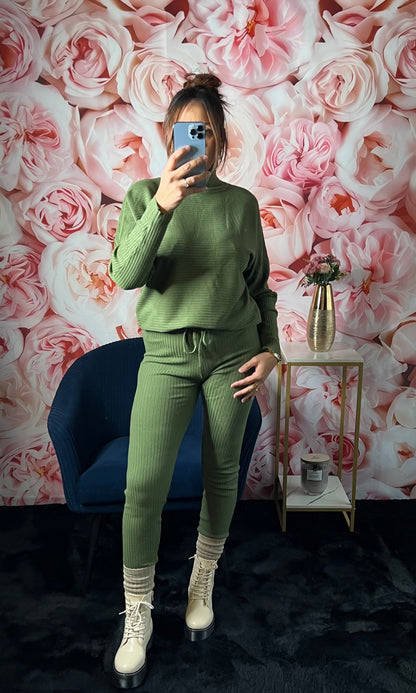 Ensemble Legging Côtelé en Maille (kaki)