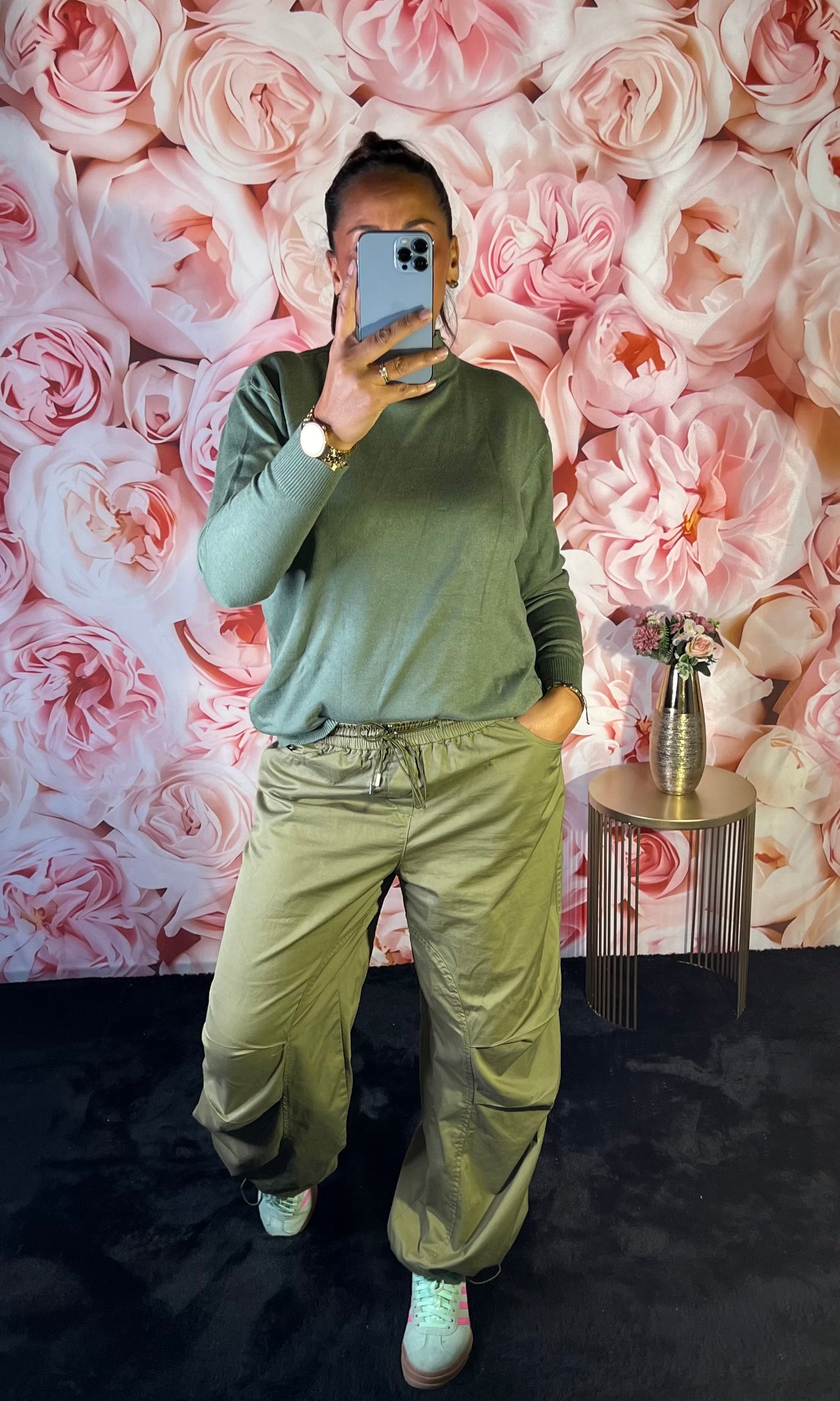 Pull Fin Col Montant en Kaki