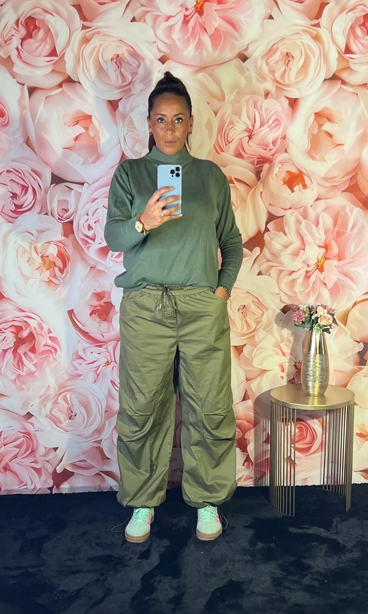 Pull Fin Col Montant en Kaki