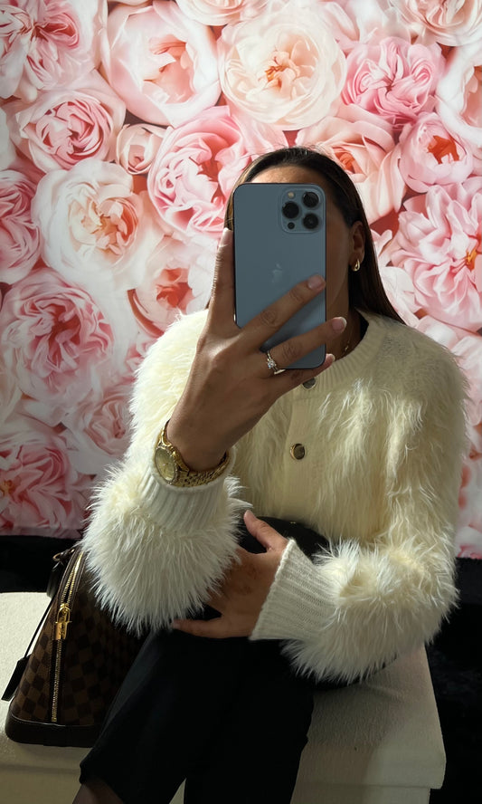 Gilet Duveteux Doux à Boutons Rond