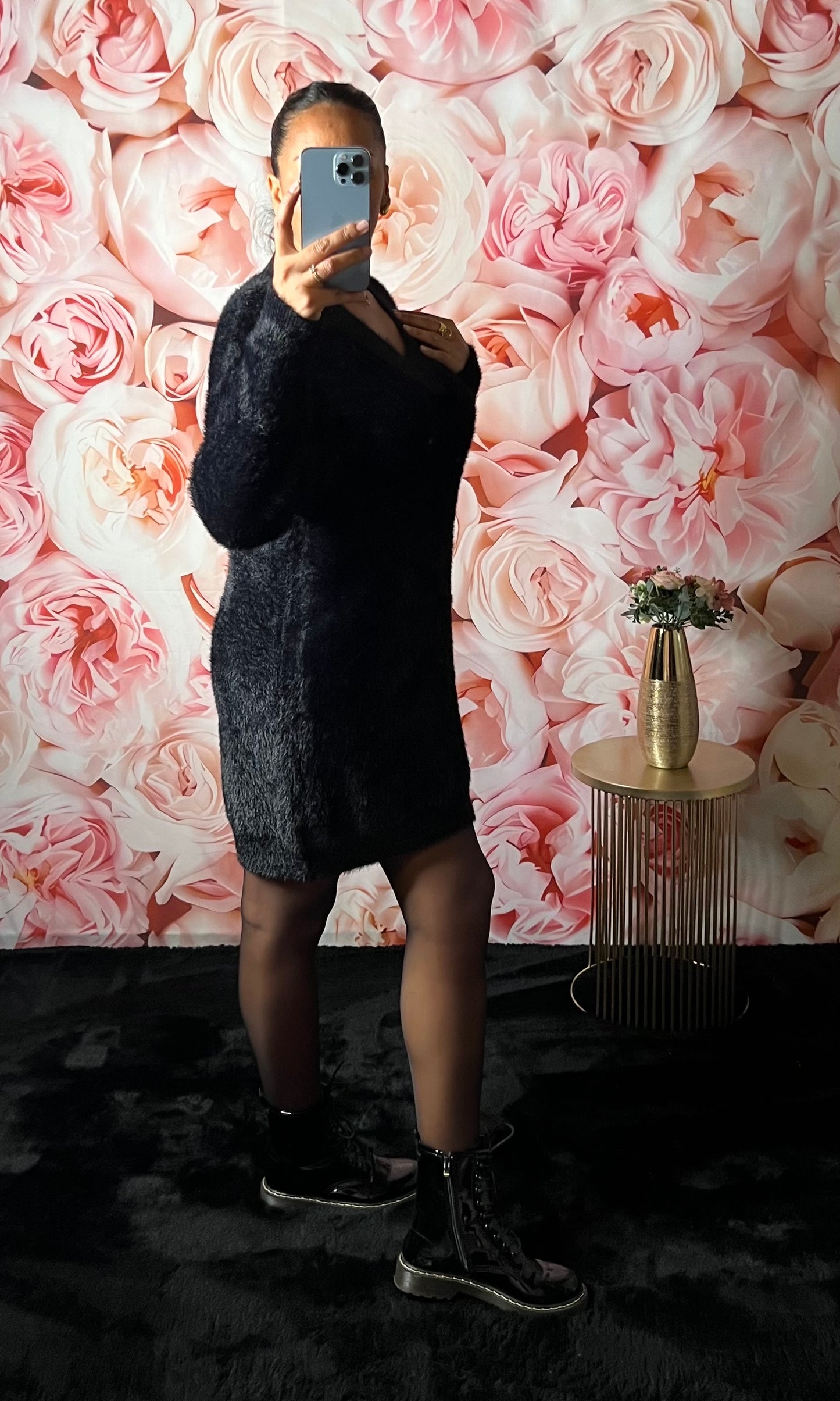 Robe Duveteux Doux Col V