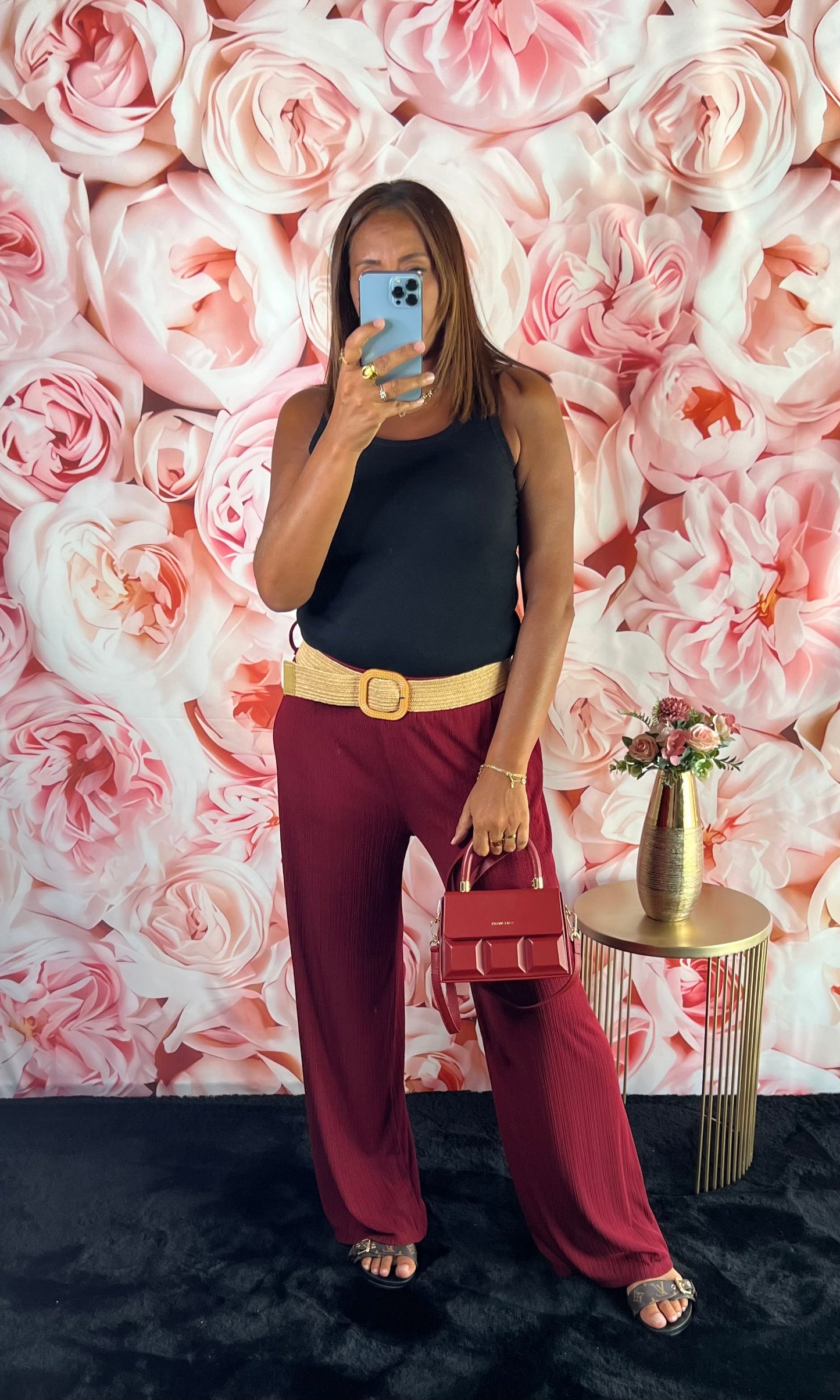 Sac Carré Rouge Bordeaux