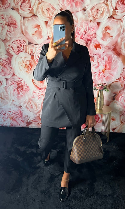 Blazer Noir Ceintré Long