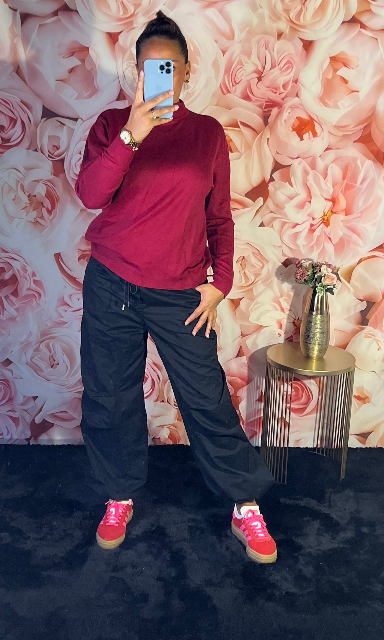 Pull Fin Col Montant en Bordeaux