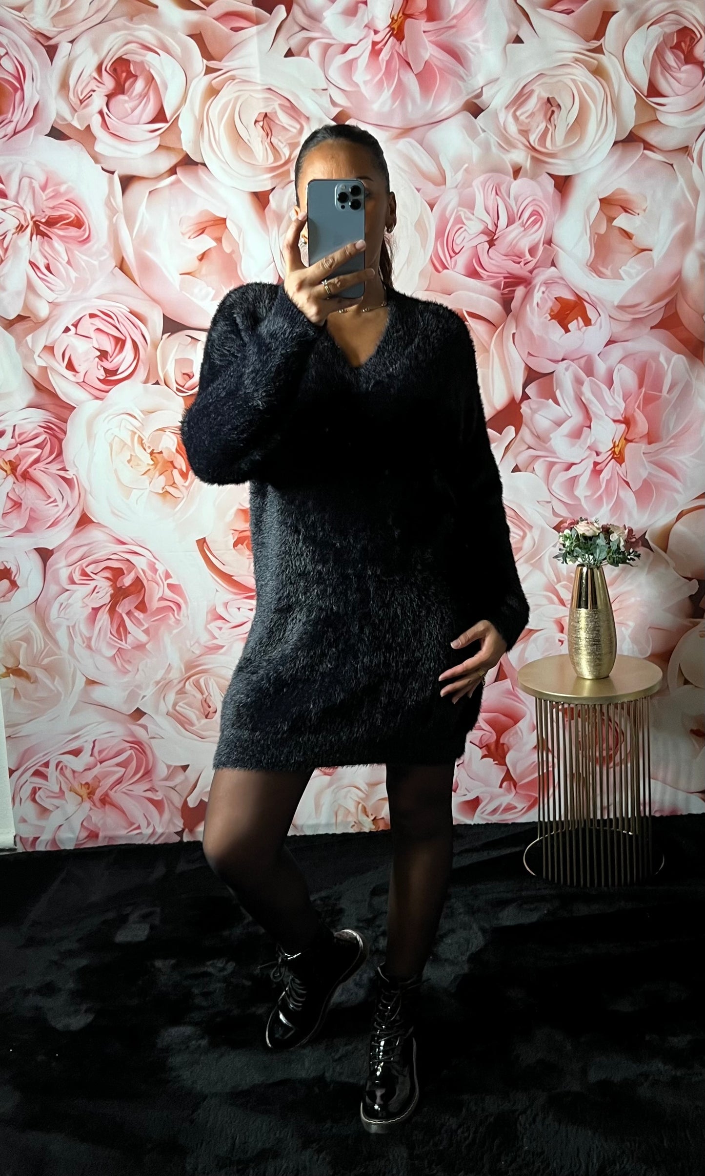 Robe Duveteux Doux Col V