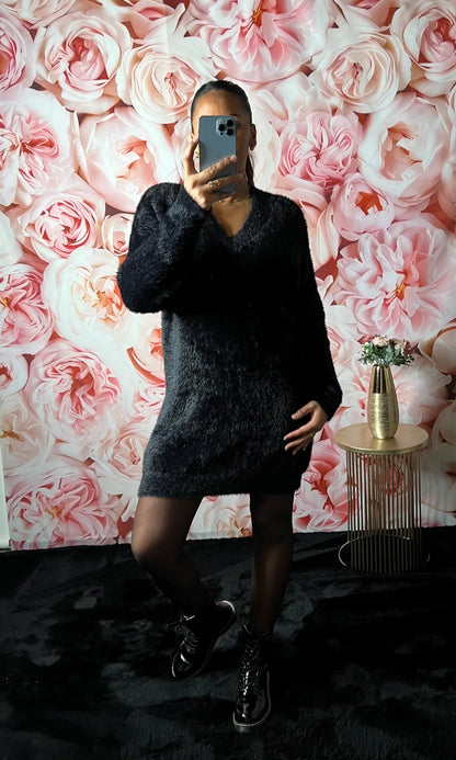 Robe Duveteux Doux Col V