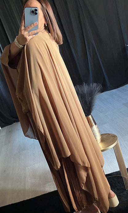 Robe Plissée et Voile Elégante Marron - Kify By S