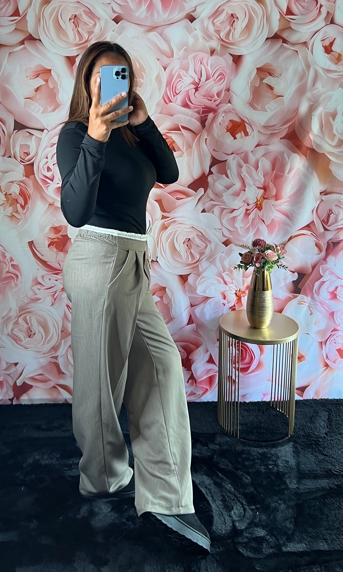 Pantalon double ceinture Camel