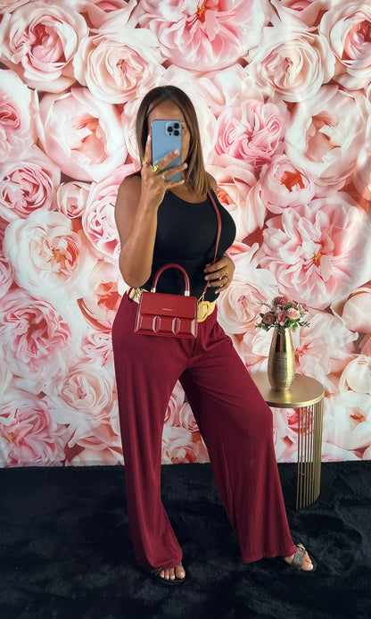 Sac Carré Rouge Bordeaux