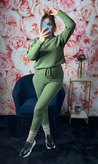 Ensemble Legging Côtelé en Maille (kaki)