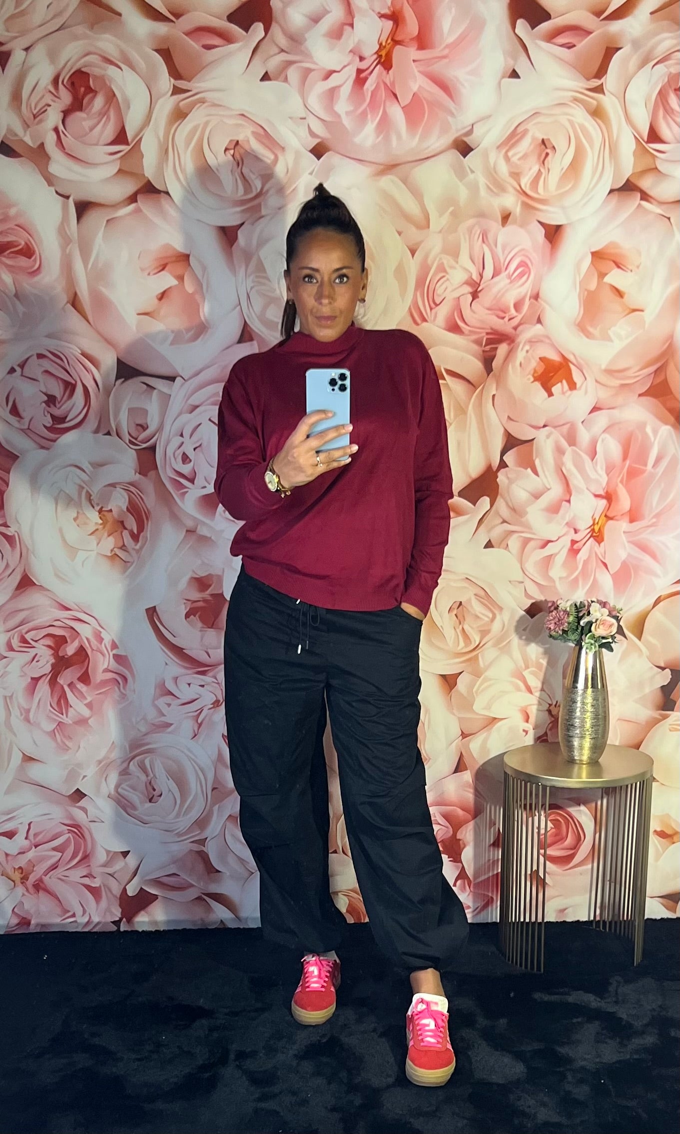 Pull Fin Col Montant en Bordeaux