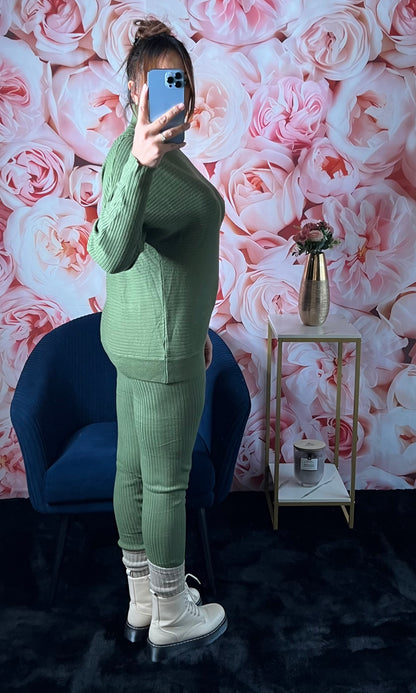 Ensemble Legging Côtelé en Maille (kaki)