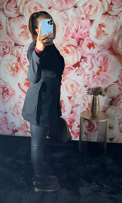 Blazer Noir Ceintré Long