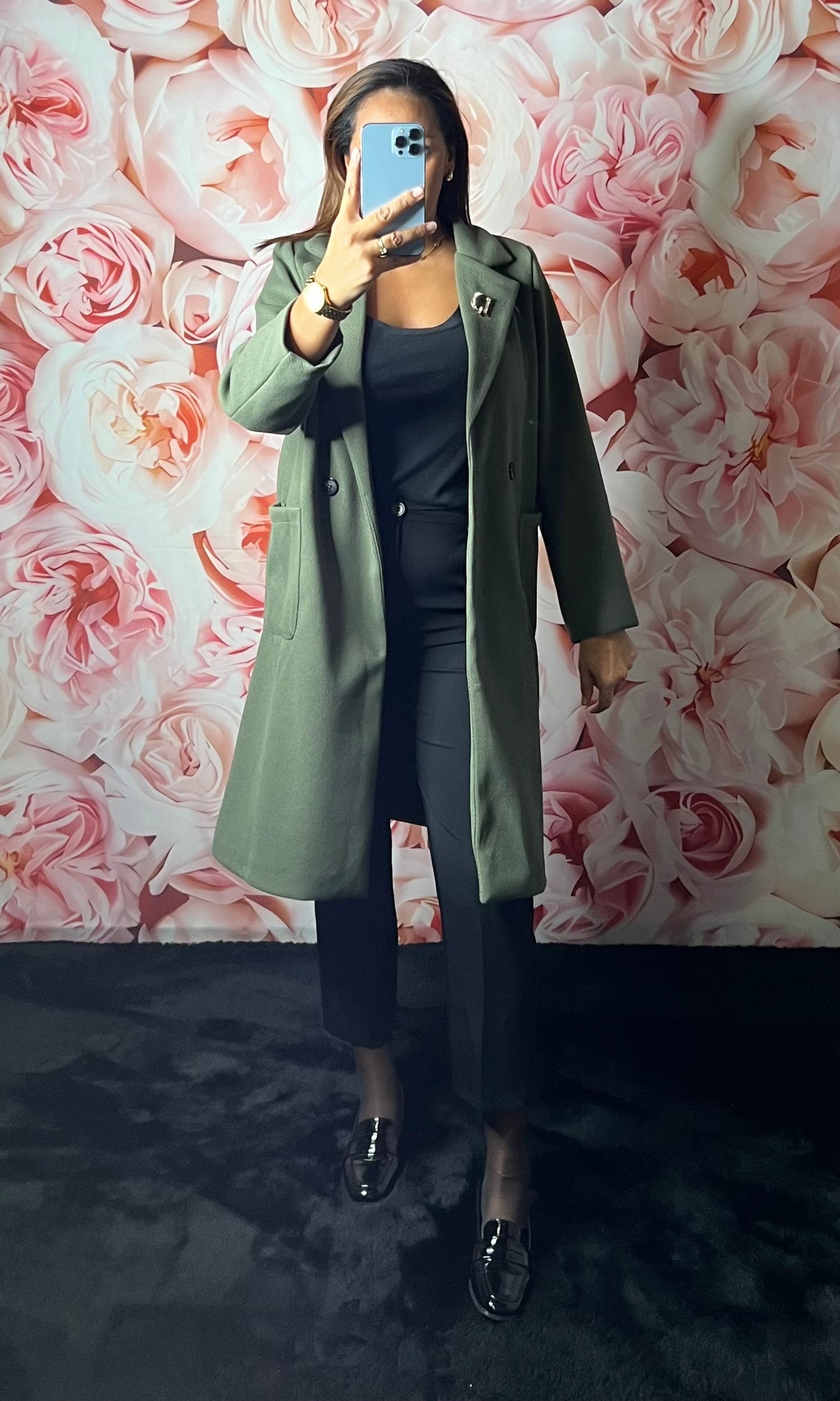 Manteaux Kaki Avec Poches Droite et Broche amovible