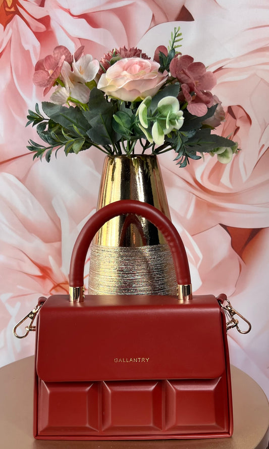 Sac Carré Rouge Bordeaux