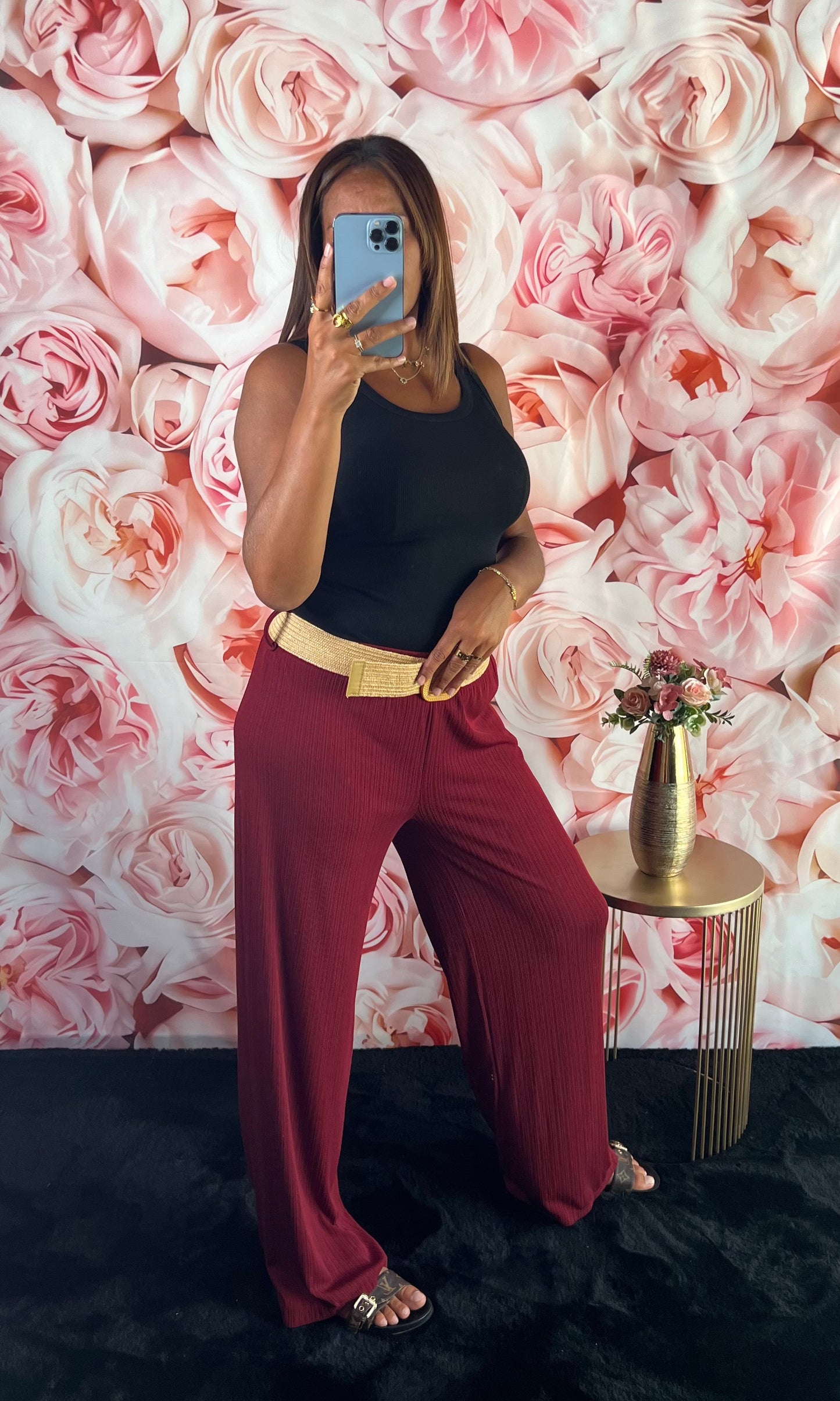 Pantalon Fluide Bordeaux