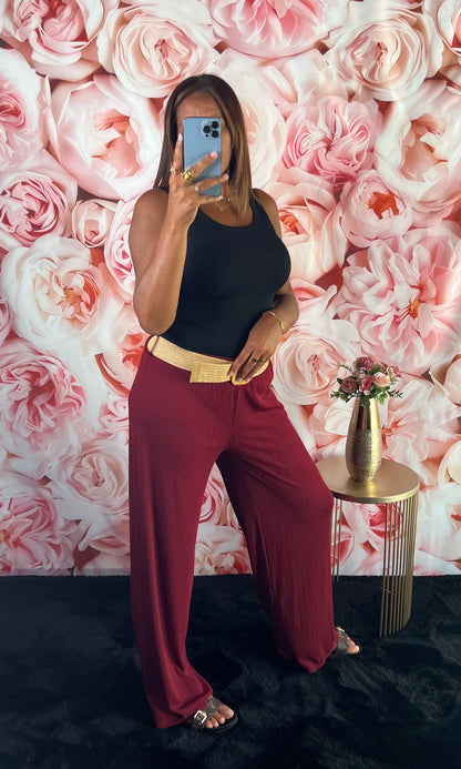 Pantalon Fluide Bordeaux