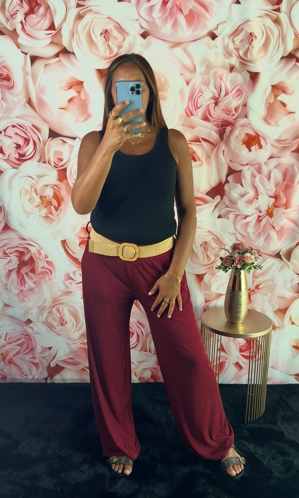 Pantalon Fluide Bordeaux