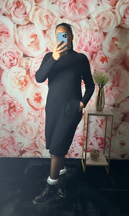 Robe Pull Boutonnée – Douce & Élégante Noire