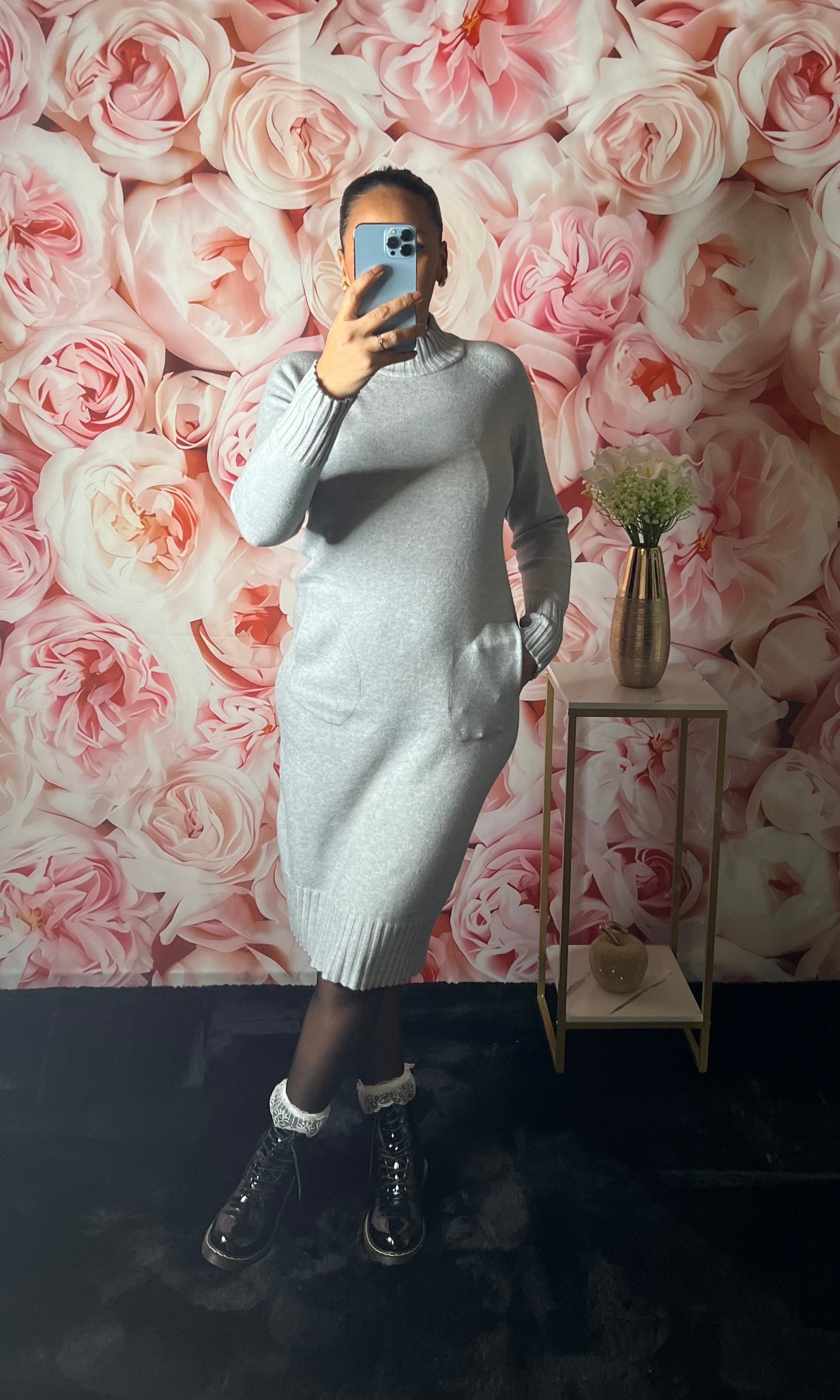 Robe Pull Boutonnée – Douce & Élégante Grise