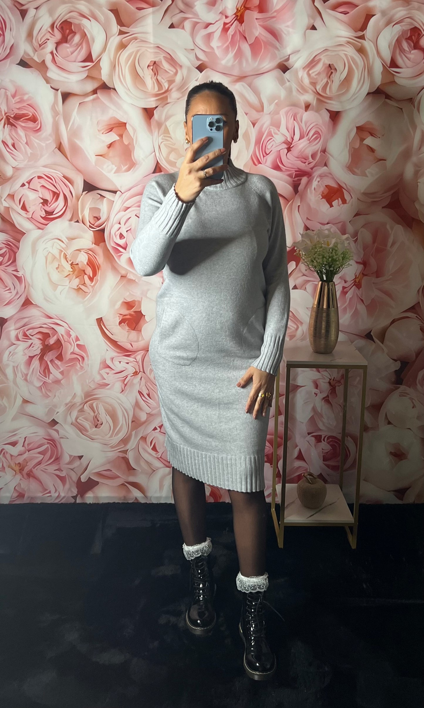 Robe Pull Boutonnée – Douce & Élégante Grise