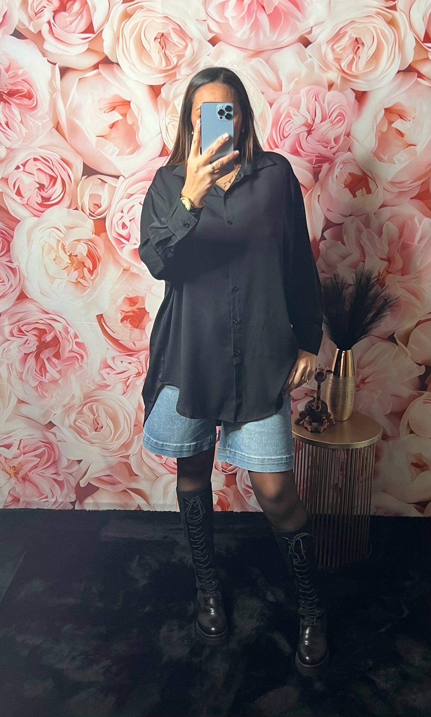 Chemise Satinée Noire