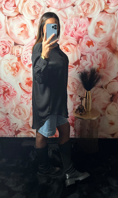 Chemise Satinée Noire