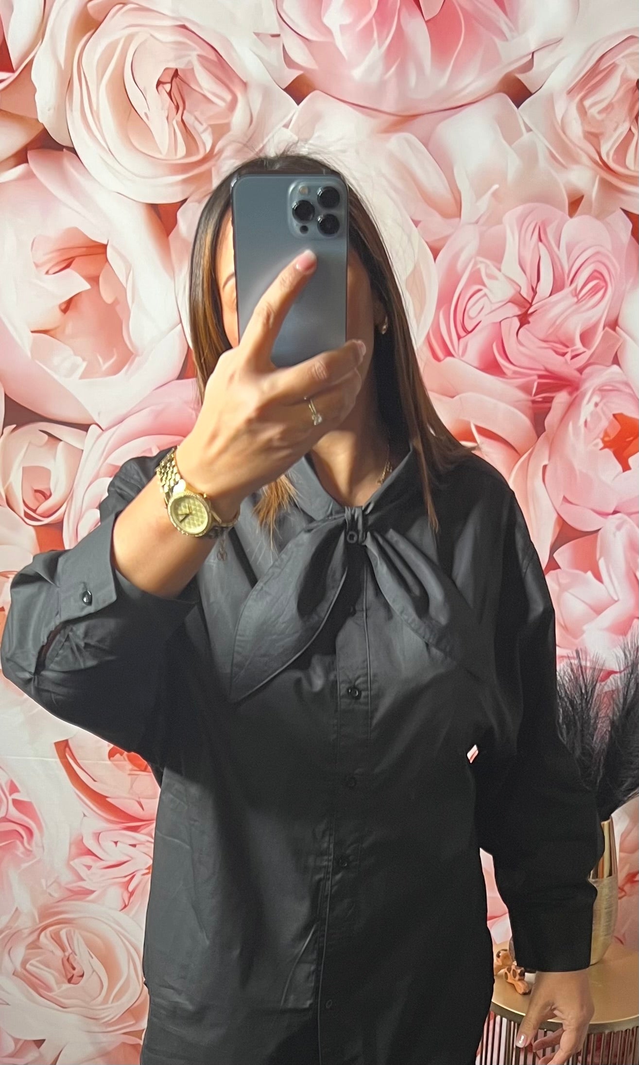 Chemise Col Noué Noire