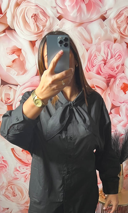 Chemise Col Noué Noire