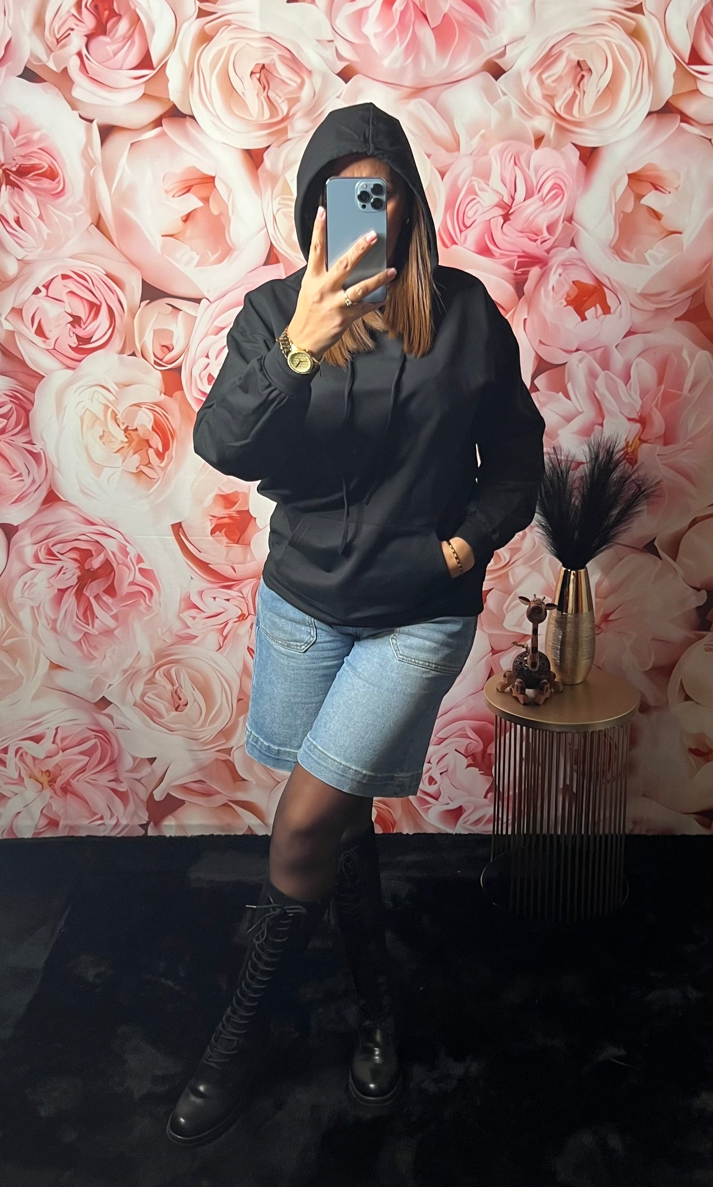 Sweat Noir à Capuche