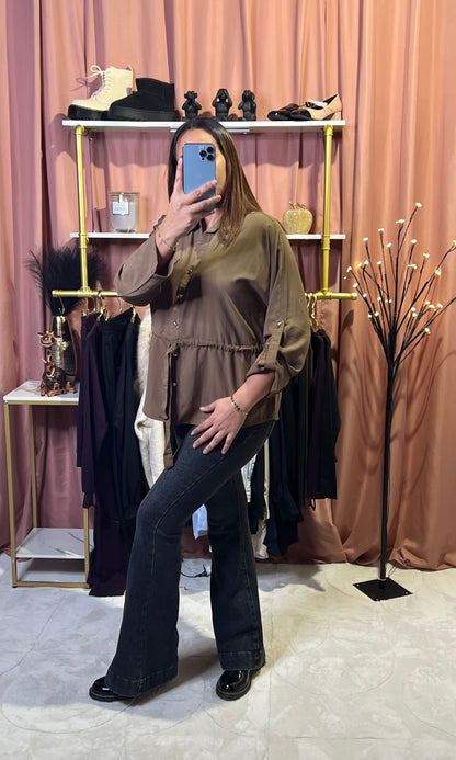 Chemise ceinturée fluide Chocolat